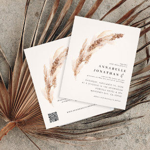 Prospectus 11,4 Cm X 14,2 Cm Budget naturel boho pampas herbe mariage élégant