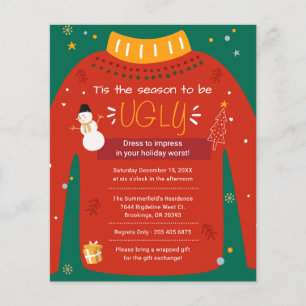 Prospectus 11,4 Cm X 14,2 Cm Budget Noël fête vilaine Sweater Invitation