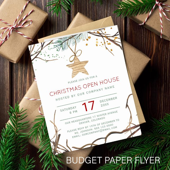 Prospectus 11,4 Cm X 14,2 Cm Budget Noël moderne ouverture maison invitation (Créateur téléchargé)