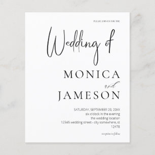 Prospectus 11,4 Cm X 14,2 Cm Budget noir et blanc Mariage moderne 3