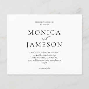 Prospectus 11,4 Cm X 14,2 Cm Budget noir et blanc moderne Mariage 2 circulaire