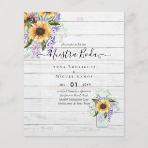 Prospectus 11,4 Cm X 14,2 Cm Budget notre Mariage Tournesols Fleurs Violettes I