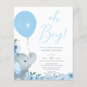 Prospectus 11,4 Cm X 14,2 Cm Budget Oh Boy Blue Elephant Baby shower