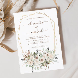 Prospectus 11,4 Cm X 14,2 Cm Budget Pampas Faire-part de mariage Boho Gris