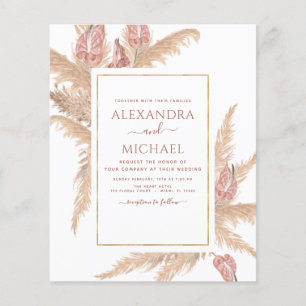 Prospectus 11,4 Cm X 14,2 Cm Budget Pampas Grass Photo Boho Mariage