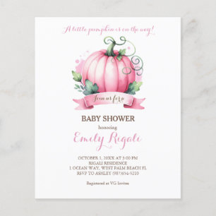 Prospectus 11,4 Cm X 14,2 Cm Budget Petite Citrouille Baby shower Invitation fi