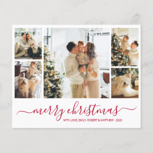 Prospectus 11,4 Cm X 14,2 Cm Budget Photo Collage Red Christmas Holiday Flyer