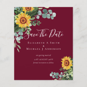 Prospectus 11,4 Cm X 14,2 Cm BUDGET Photo Enregistrer Date Rustique SUNFLOWERS