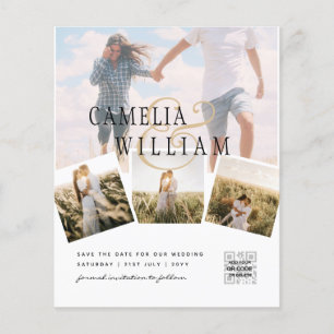 Prospectus 11,4 Cm X 14,2 Cm Budget Photo Wedding Invitation Classic White