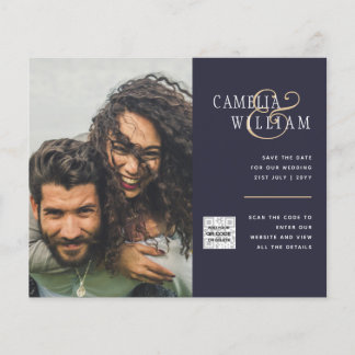 Prospectus 11,4 Cm X 14,2 Cm Budget Photo Wedding Invitation Save Date QR Code
