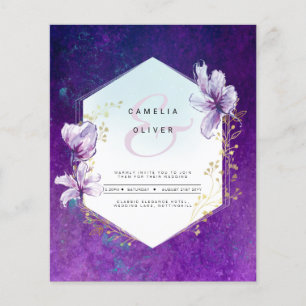 Prospectus 11,4 Cm X 14,2 Cm Budget Plum Purple Mariage Floral Invite