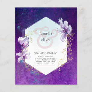 Prospectus 11,4 Cm X 14,2 Cm Budget Plum Purple Mariage Floral Invite