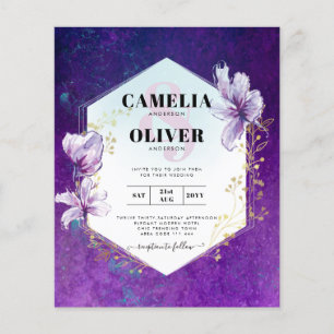 Prospectus 11,4 Cm X 14,2 Cm Budget Plum Purple Mariage Floral Invite