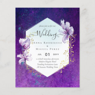 Prospectus 11,4 Cm X 14,2 Cm Budget Plum Purple Mariage Floral Invite