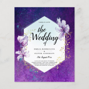 Prospectus 11,4 Cm X 14,2 Cm Budget Plum Purple Mariage Floral Invite