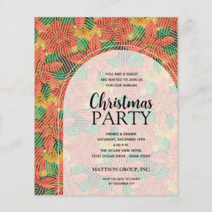 Prospectus 11,4 Cm X 14,2 Cm Budget Poinsettias Noël Fête Invitation