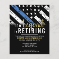 Budget Police Blue Retirement Party Invitation