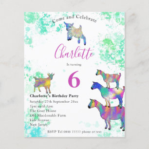 Prospectus 11,4 Cm X 14,2 Cm Budget pour la fête d'anniversaire des chèvres 6 a