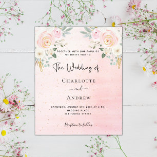 Prospectus 11,4 Cm X 14,2 Cm Budget pour les réseaux sociaux de mariage en rose
