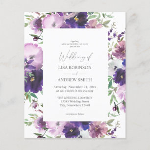 Prospectus 11,4 Cm X 14,2 Cm Budget Purple - Lavande & Violet Floral Mariage 2