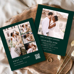 Prospectus 11,4 Cm X 14,2 Cm Budget QR Code Emerald Faire-part de mariage vert
