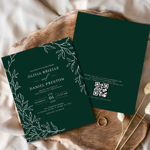 Prospectus 11,4 Cm X 14,2 Cm Budget QR Code Emerald Faire-part de mariage vert