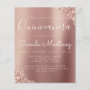 Prospectus 11,4 Cm X 14,2 Cm Budget Quinceanera Blush Pink - Parties scintillan