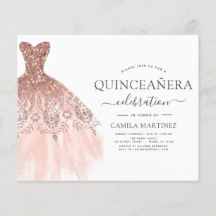 Prospectus 11,4 Cm X 14,2 Cm Budget Quinceanera Blush Pink Parties scintillant 