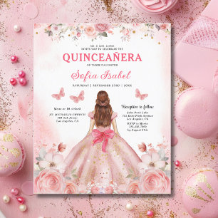 Prospectus 11,4 Cm X 14,2 Cm Budget Quinceañera Blush Rose Rose Floral