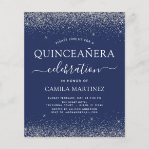Prospectus 11,4 Cm X 14,2 Cm Budget Quinceanera Marine Blue Silver Parties scin
