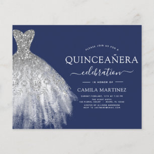 Prospectus 11,4 Cm X 14,2 Cm Budget Quinceanera Marine Blue Silver Parties scin