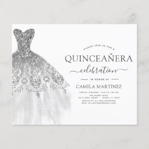 Prospectus 11,4 Cm X 14,2 Cm Budget Quinceanera Parties scintillant blanche et 