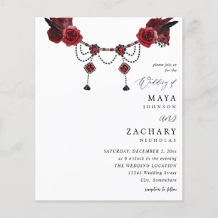 Prospectus 11,4 Cm X 14,2 Cm Budget Red Floral & Crystal Mariage