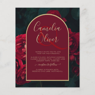 Prospectus 11,4 Cm X 14,2 Cm BUDGET Red Roses ForêtVert Mariage d'hiver INVITAT