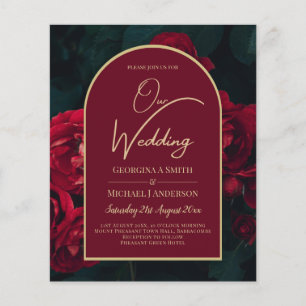 Prospectus 11,4 Cm X 14,2 Cm BUDGET Red Roses ForêtVert Mariage d'hiver INVITAT