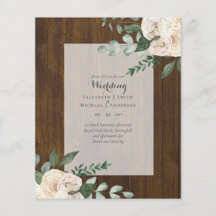 Prospectus 11,4 Cm X 14,2 Cm BUDGET Roses blanches Invitations de mariage moins