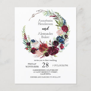 Prospectus 11,4 Cm X 14,2 Cm Budget/Roses - Faire-part de mariage. Flyer