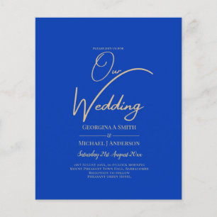 Prospectus 11,4 Cm X 14,2 Cm Budget Royal Blue Monochrome Mariage INVITE