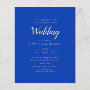 Prospectus 11,4 Cm X 14,2 Cm Budget Royal Blue Monochrome Mariage INVITE