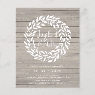 Prospectus 11,4 Cm X 14,2 Cm Budget Rustic Christmas Party Invitation