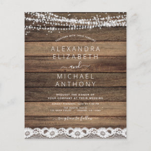 Prospectus 11,4 Cm X 14,2 Cm Budget Rustic Farmhouse String Lights Lace Wedding