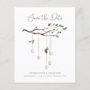 Prospectus 11,4 Cm X 14,2 Cm Budget Rustic Forest Enregistrer la date Invitatio