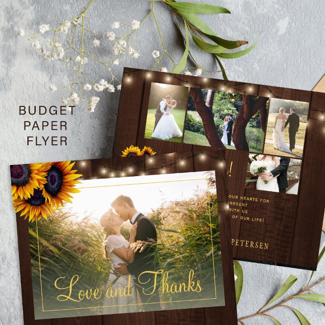 Prospectus 11,4 Cm X 14,2 Cm Budget rustique 5 photo collage mariage merci (Créateur téléchargé)