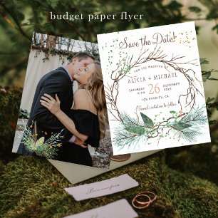 Prospectus 11,4 Cm X 14,2 Cm Budget rustique mariage d'hiver PHOTO enregistrer 
