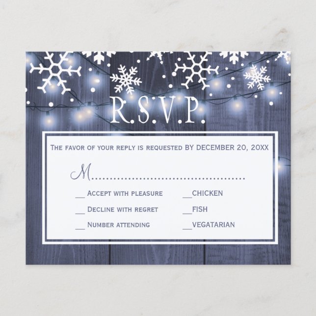 Prospectus 11,4 Cm X 14,2 Cm Budget rustique mariage hiver rsvp carte flyer (Devant)