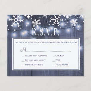 Prospectus 11,4 Cm X 14,2 Cm Budget rustique mariage hiver rsvp carte flyer