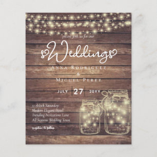 Prospectus 11,4 Cm X 14,2 Cm BUDGET Rustique Mason Jar Lumières MARIAGE en bois