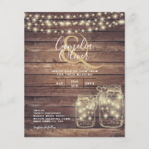 Prospectus 11,4 Cm X 14,2 Cm BUDGET Rustique Mason Jar Lumières MARIAGE en bois