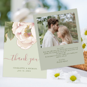 Prospectus 11,4 Cm X 14,2 Cm Budget Sage et Blush Floral Photo Carte de remerci