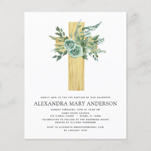 Prospectus 11,4 Cm X 14,2 Cm Budget Sage Eucalyptus Baptême Vert Invitation